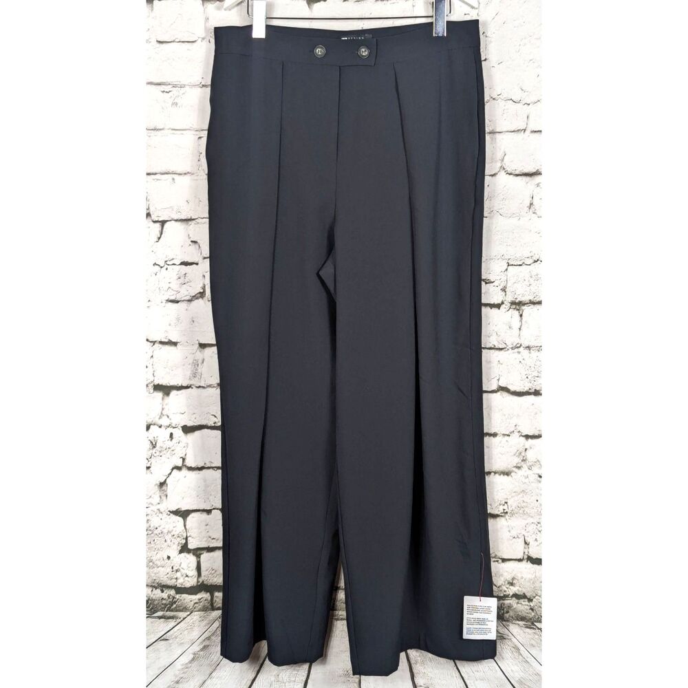 ASOS Palazzo Wide Leg Trouser Black Casual Career Modern Minimalist US 14 NEW